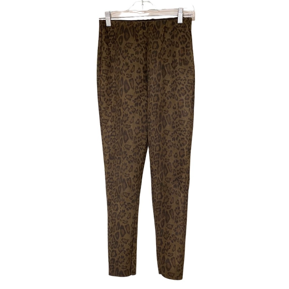 Zara Leopard Faux Suede Leggings Sz Medium